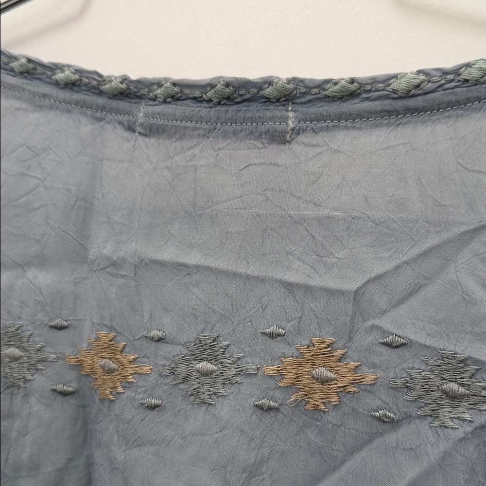 Johnny Was light Blue Tunic with Gold Embroidery. Size L - Picture 7 of 10